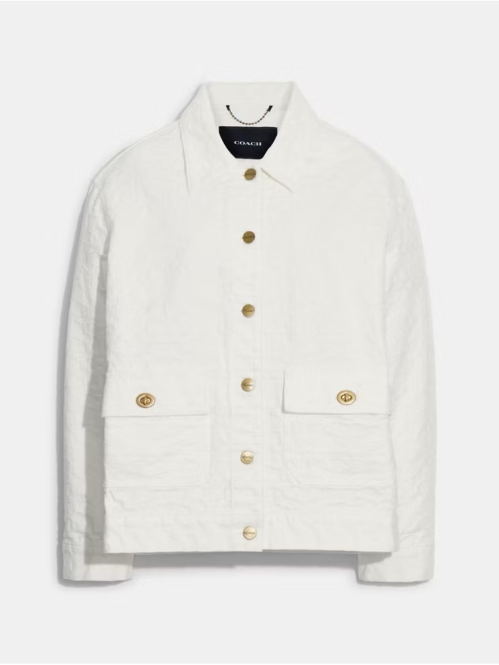 Coach Signature Denim Jacket White Gold Size XS